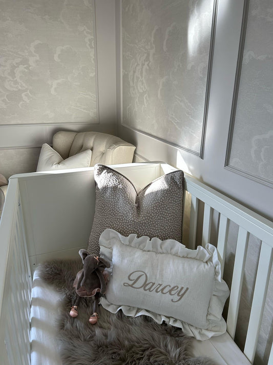 * New * Linen Ruffle Edge Personalised Rectangle