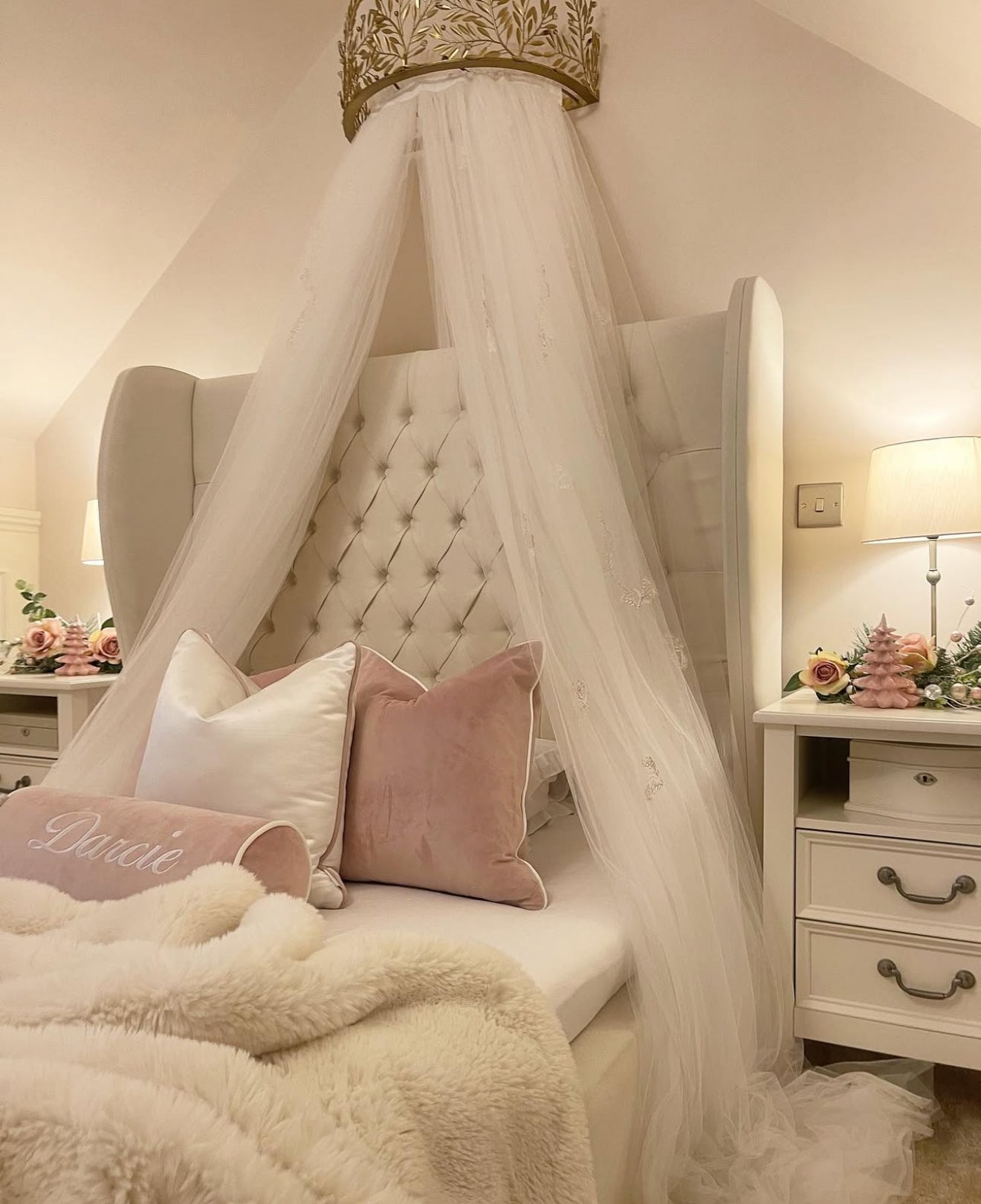 Pink Personalised Bolster Cushion