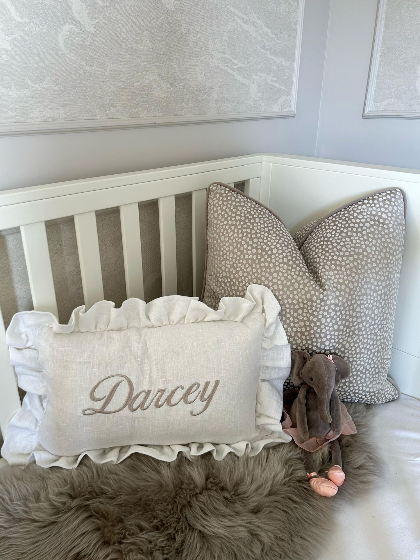 * New * Linen Ruffle Edge Personalised Rectangle