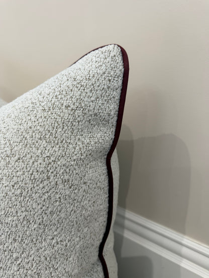 22” Boucle Covers burgundy piping