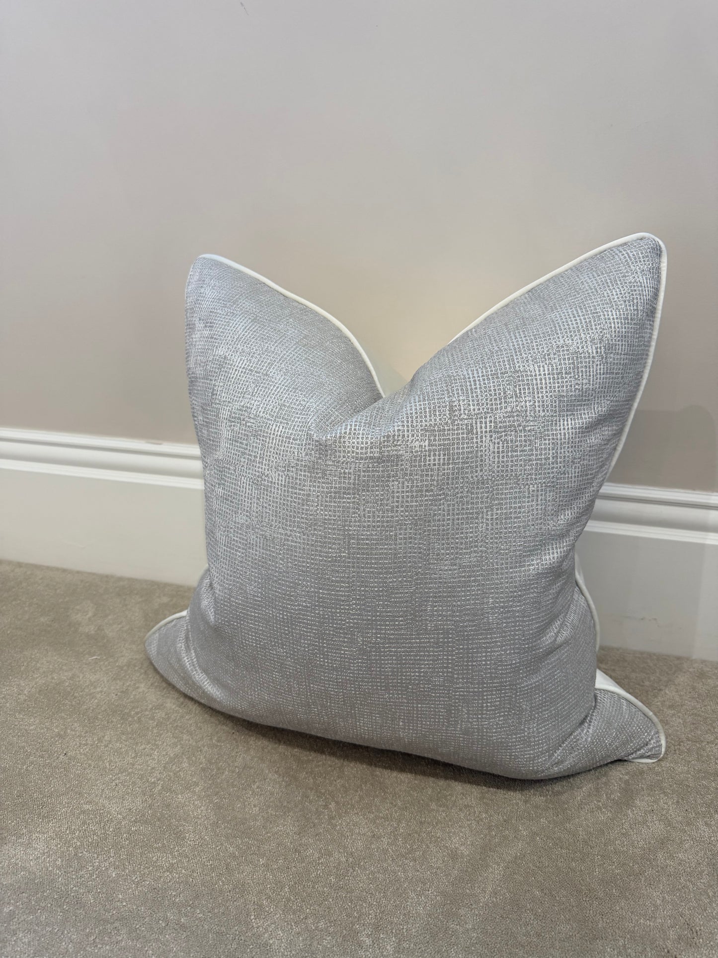 22” silver grey satin reverse